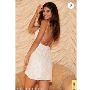 Lulus Force of Fashion White Backless Sequin Mini Dress XS